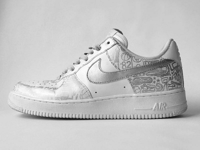 Nike Air Force 1 Low Silver on White - Left Outside