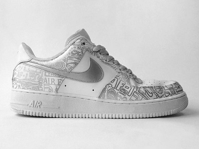 Nike Air Force 1 Low Silver on White - Right Outside art branding doodle drawing hand drawn illustration ink nike paint shoe shoes