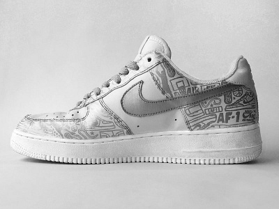 Nike Air Force 1 Low Silver on White - Right Inside art branding doodle drawing hand drawn illustration ink nike paint shoe shoes