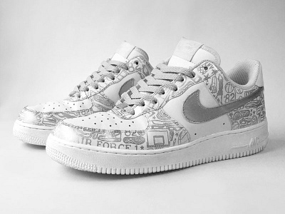Nike Air Force 1 Low Silver on White art branding doodle drawing hand drawn illustration ink nike paint shoe shoes