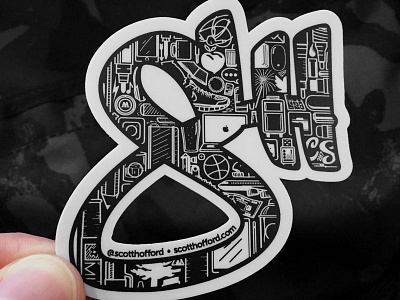 SH Creative South 2017 Sticker - White on Black black black and white creative south cs17 hand drawn logo sticker white