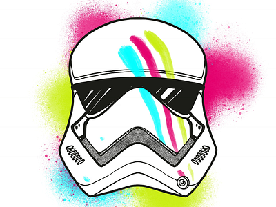 Finn Helmet colors drawing hand drawn illustration neon star wars