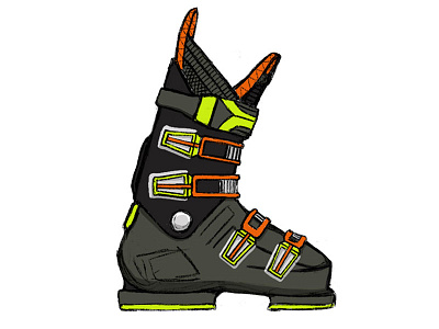 Downhill Ski Boot Illustration
