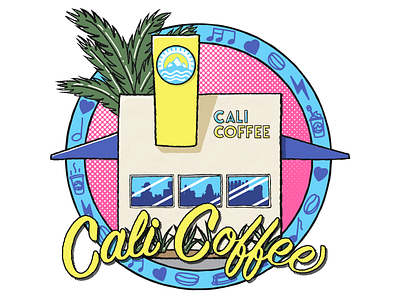 Cali Coffee Shop Sticker art coffee drawing drawn hand drawn illustration sticker sticker art vector