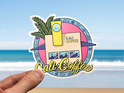 Cali Coffee Shop Sticker Final art branding design drawing hand drawn illustration sticker sticker mule vector