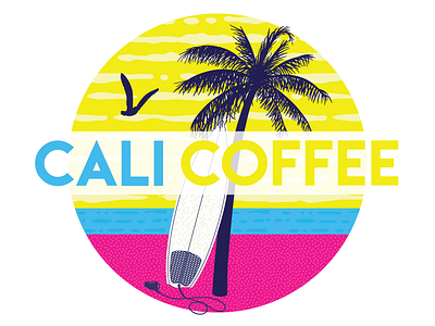 Cali Coffee Sunset Sticker Design art branding design digital digital art digital illustration drawing drawn hand drawn illustration sticker vector