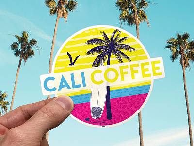 Cali Coffee Sunset Sticker Final branding design digital art digital illustration drawing drawn hand drawn illustration sticker vector