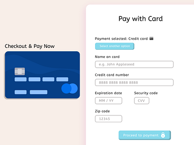 DailyUI's Design Challenge - Day 2: Credit Card checkout page