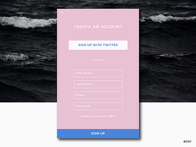 Daily UI #001 form modal onboarding pink sign up