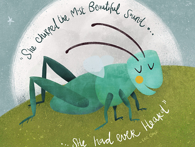 My very quite cricket, inspired by the book of Eric Carle book cover childrens book design digital illustration graphic design illustration typography