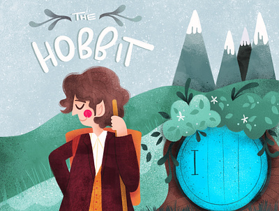 The Hobbit book cover childrens book design digital illustration graphic design illustration typography