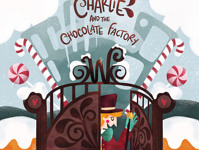 Charlie and the Chocolate Factory book cover childrens book design digital illustration graphic design illustration typography