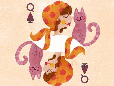 Queen Cat Lady cat lady childrens book design digital illustration graphic design illustration spades