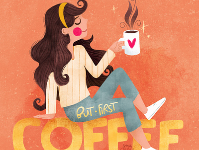 But First Coffee childrens book coffee design digital illustration graphic design illustration typography