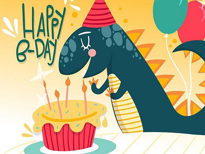 Dinosaur Birthday Card book cover branding childrens book design digital illustration graphic design illustration typography