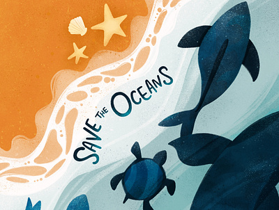 Save the Oceans book cover childrens book design digital illustration graphic design illustration typography