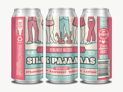 Silk Pajamas Beer Can beer beer art beer bottle beer can beer label branding brewery cartoon collaboration design illustration pajamas retro vector vintage