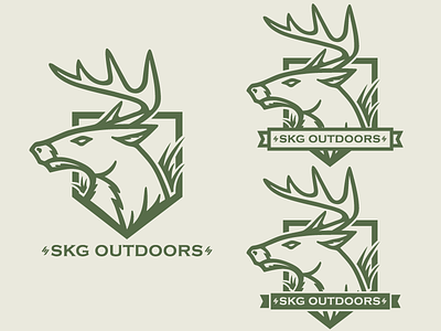 SKG Outdoors Logo Options antlers buck deer design evergreen hunting illustration mascot pine vector