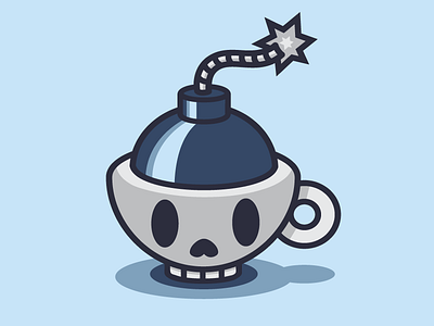 Caffeine Bomb avatar bomb bones coffee dynamite explosive fuse illustration logo mug skull vector