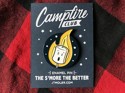 Toasty Mallow Enamel Pin campfire enamel fire flannel hand lettering illustration lumberjack marshmallow outdoors pin smore stars