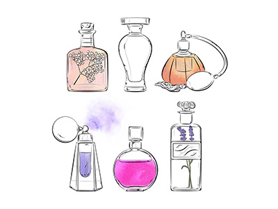Style Rituals - Vibrational Vanity aromatherapy atomizer herbs illustration line art perfume spritz vector art watercolor
