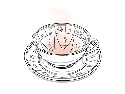 Style Rituals - Tune In Tea Time blush destiny illustration line mystical steam symbols tea tea leaves teacup vector watercolor