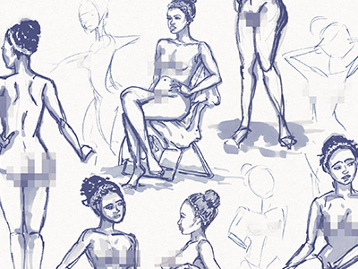 Censored Life Drawing Postcard Series