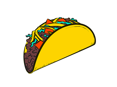 Vector Taco Drawing beef cheese icon illustration lettuce line simple sketchy taco vector yellow