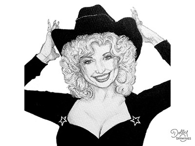 Dolly Drawing - Black Hat black celebrity country cowboy dolly parton hat illustration ink pencil portrait singer woman