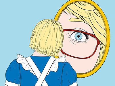 VICE Broadly Editorial Illustration alice in wonderland blonde blue editorial eye glasses illustration line art mirror portrait vector woman
