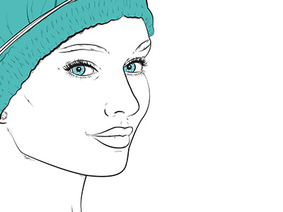 Brand Illustration for Beauty Industry Client beautiful cap hair illustration line art portrait sketch teal vector woman