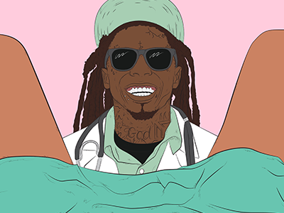 VICE Broadly Editorial Illustration celebrity doctor editorial flat gynecologist illustration lil wayne line art music portrait rap vector