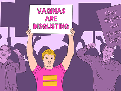 VICE Broadly Editorial Illustration editorial equality gay illustration lgbt line art misogyny portrait protest vagina vector womens rights