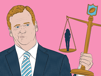 VICE Broadly Editorial Illustration businessman editorial football illustration justice line art nfl portrait roger goodell scales vector women