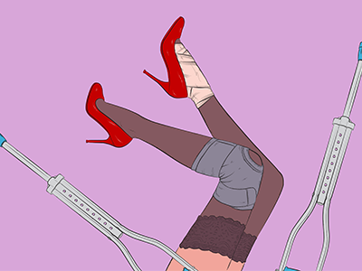 VICE Broadly Editorial Illustration art crutches editorial fetish flat illustration injury legs line sexy vector woman