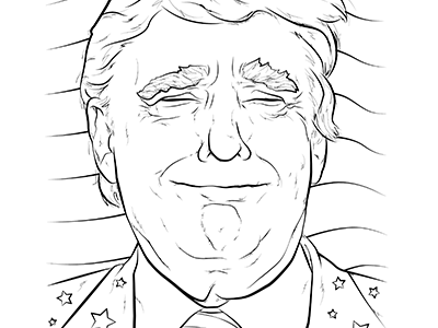 xoJane - Political Coloring Pages - Trump campaign coloring book donald trump election illustration line political portrait president republican trump vector