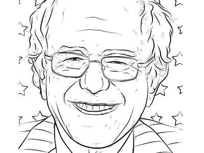 xoJane - Political Coloring Pages - Bernie bernie bernie sanders campaign coloring book democrat election illustration political portrait president stars vector