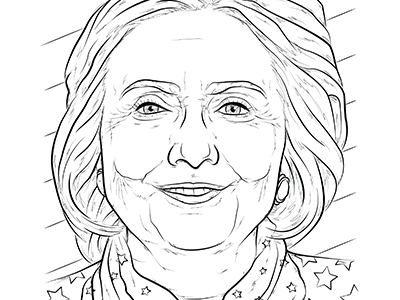 xoJane - Political Coloring Pages - Hillary campaign coloring book democrat election hillary hillary clinton illustration political portrait president stars vector