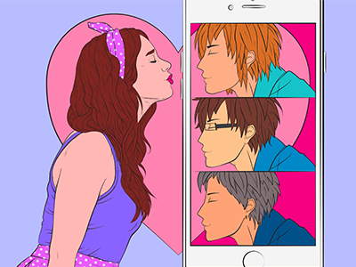 VICE Broadly Editorial Illustration art editorial gaming illustration japan line love manga phone pink sims vector