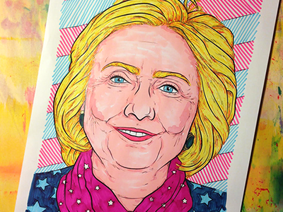 Candidates Coloring Pages - Hillary coloring book democrat election hillary clinton illustration line markers pattern political portrait vector