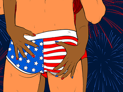 VICE Broadly Editorial Illustration america art beach butt editorial embrace fireworks fourth of july illustration line nails vector