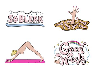LadyGang Digital Sticker Pack digital emoji feminine hand hand lettering icons illustration ios 10 stickers vector yoga