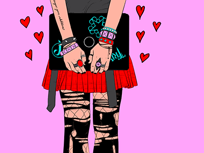 VICE Broadly Editorial Illustration digital editorial fan fashion illustration jewelry line art love metalcore punk teen vector