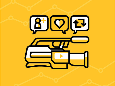 Marketing and Social Icons camera color gold icons illustration thick lines web