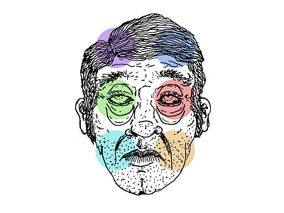 This Is My Tired Face circles color drawing face illustration lines portrait tired