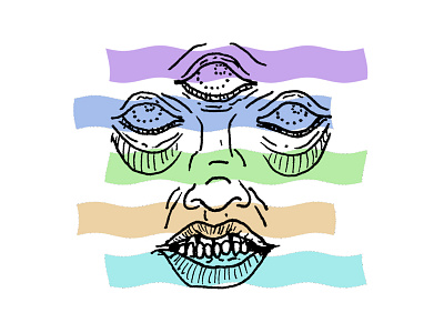 Ol' Three Eyes color drawing face illustration lines portrait shapes teeth third eye three eyes
