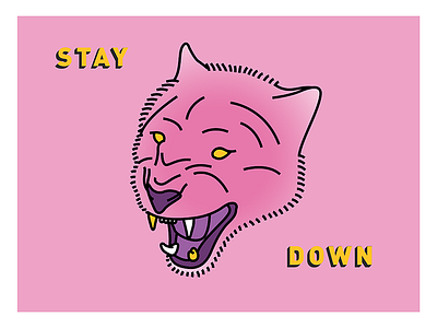 Pinky Panther color gold illustration lines panther pink type