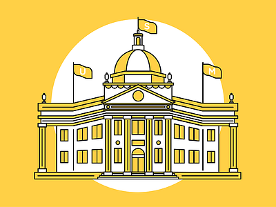 The Dome architecture building flat icons illustration web wip