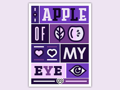 Valentines Poster apple color eye illustration poster purple valentines