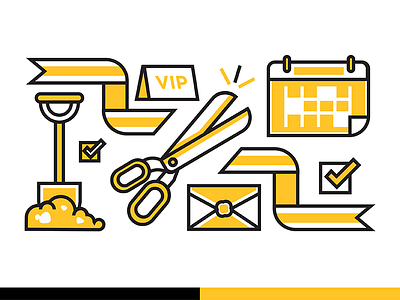 Events Icons color gold icons illustration lines web